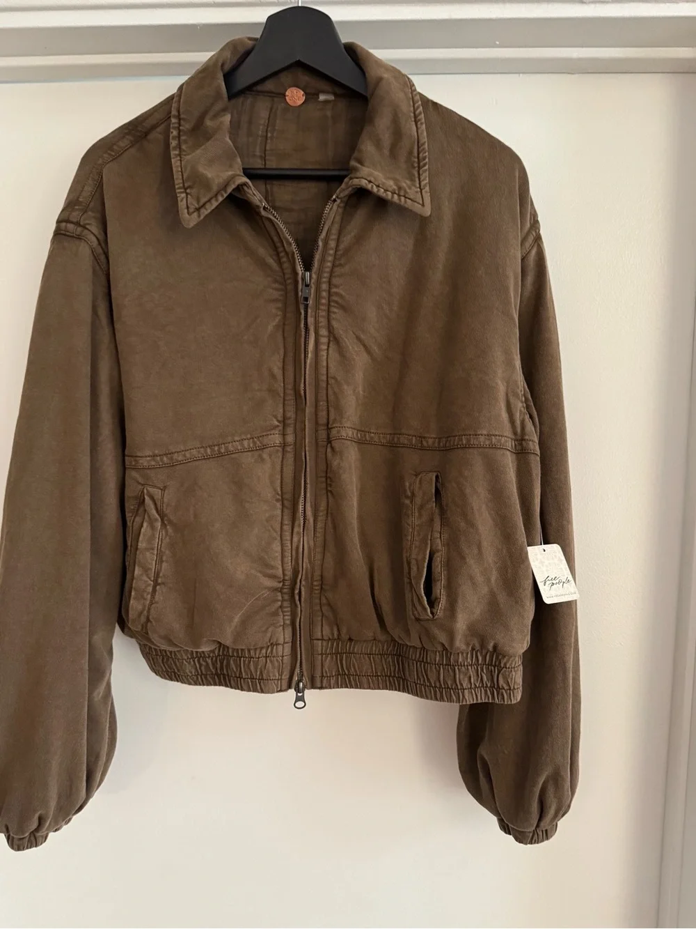 Free People Women’s Style Olive Green Zip Bomber Jacket